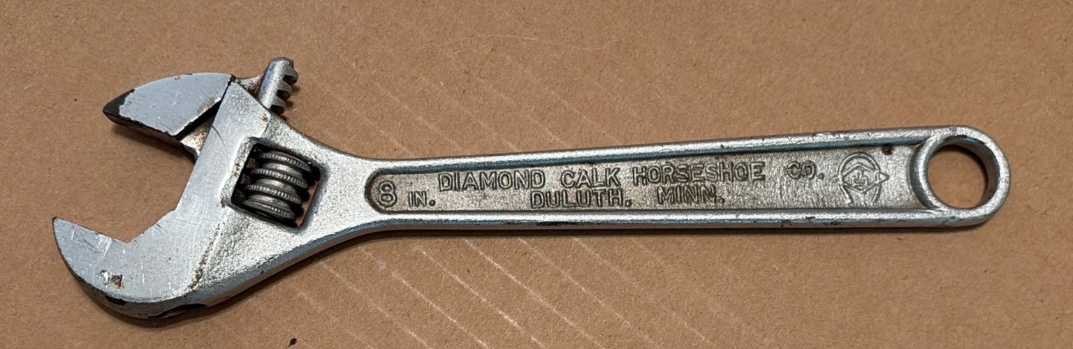 Vintage Diamond Calk Horseshoe Co. Adjustable Wrench 8” Diamalloy Made In USA