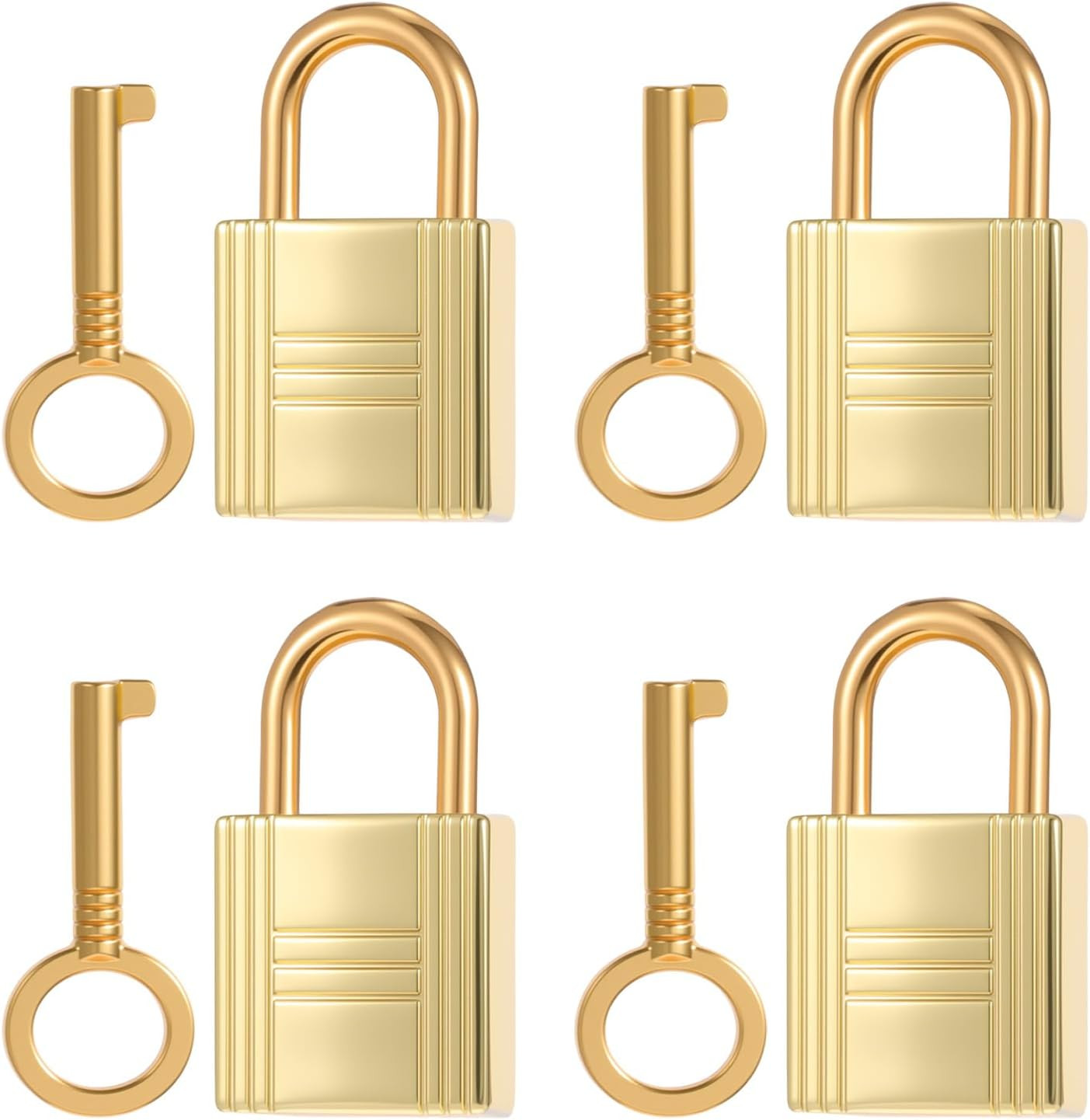 4 Pcs Zinc Alloy Archaize Padlocks Key Lock with Key, Mini Gold Purse Padlocks f