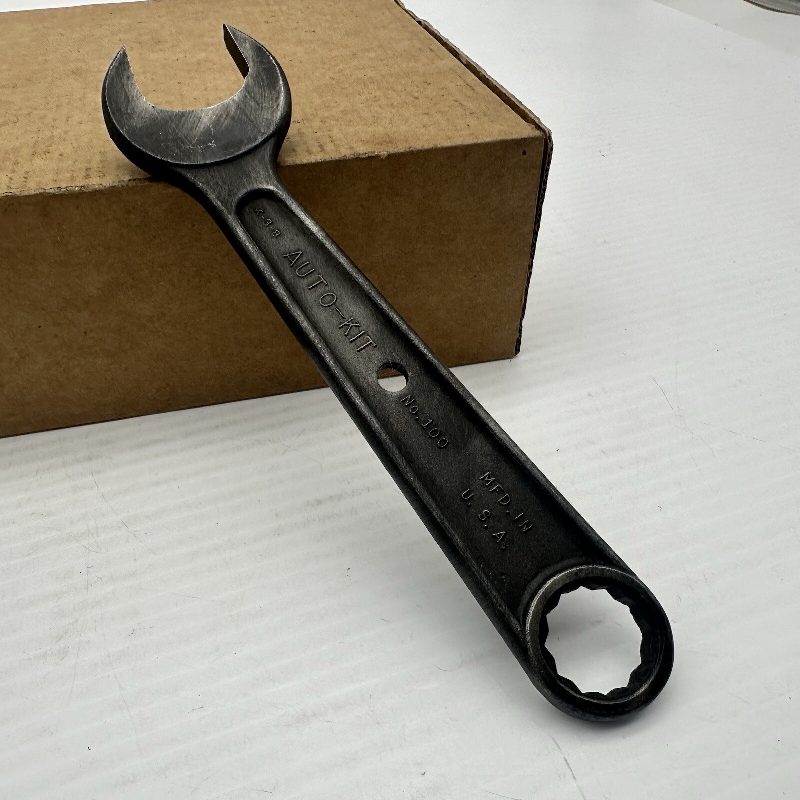 Vintage Auto-Kit No 100 Forged Controlled Steel Wrench Combination 7/8 3/4 USA