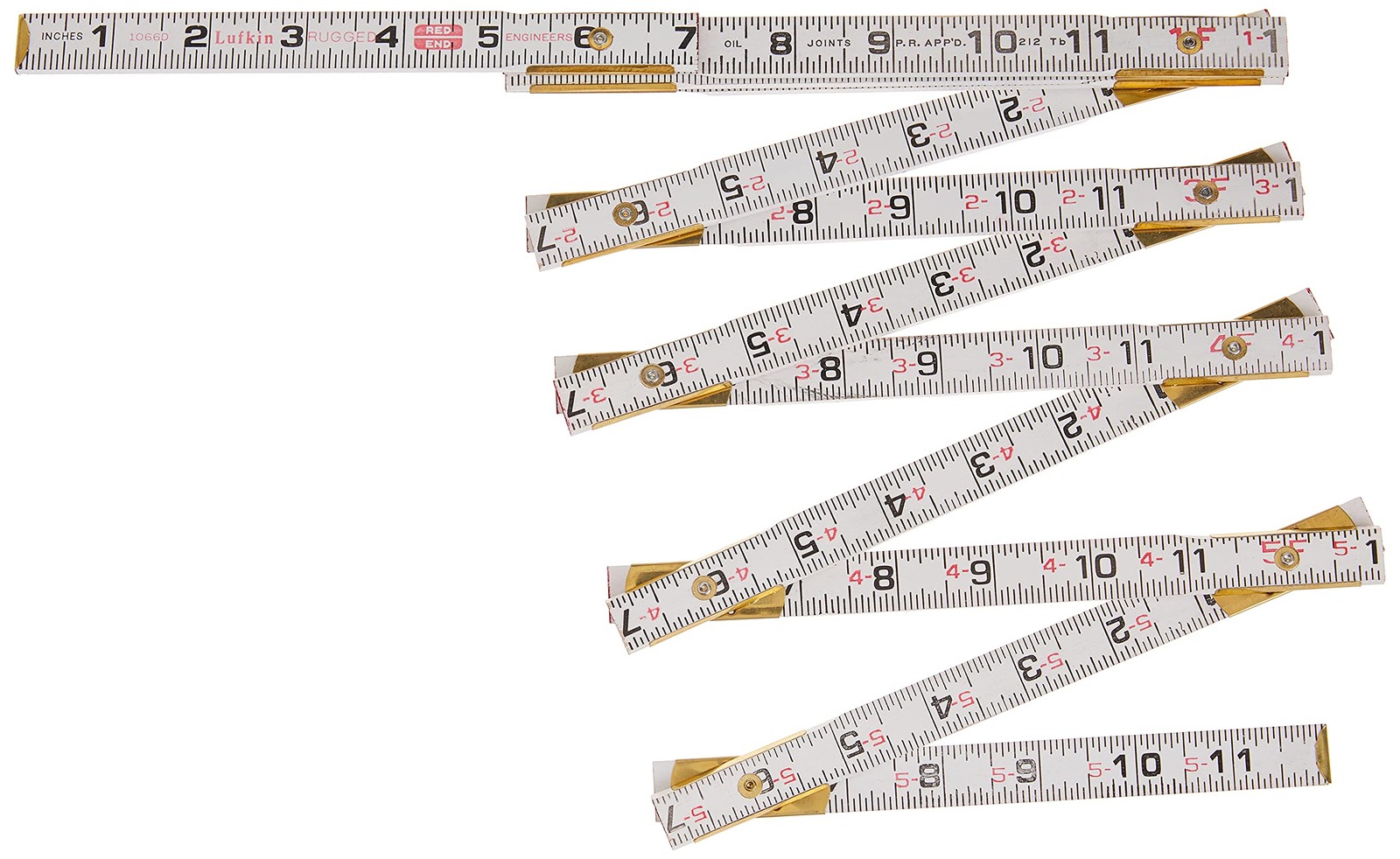 Crescent Lufkin Red End Wood Ruler 1 Foot Brass Plated Durable Measuring Tool
