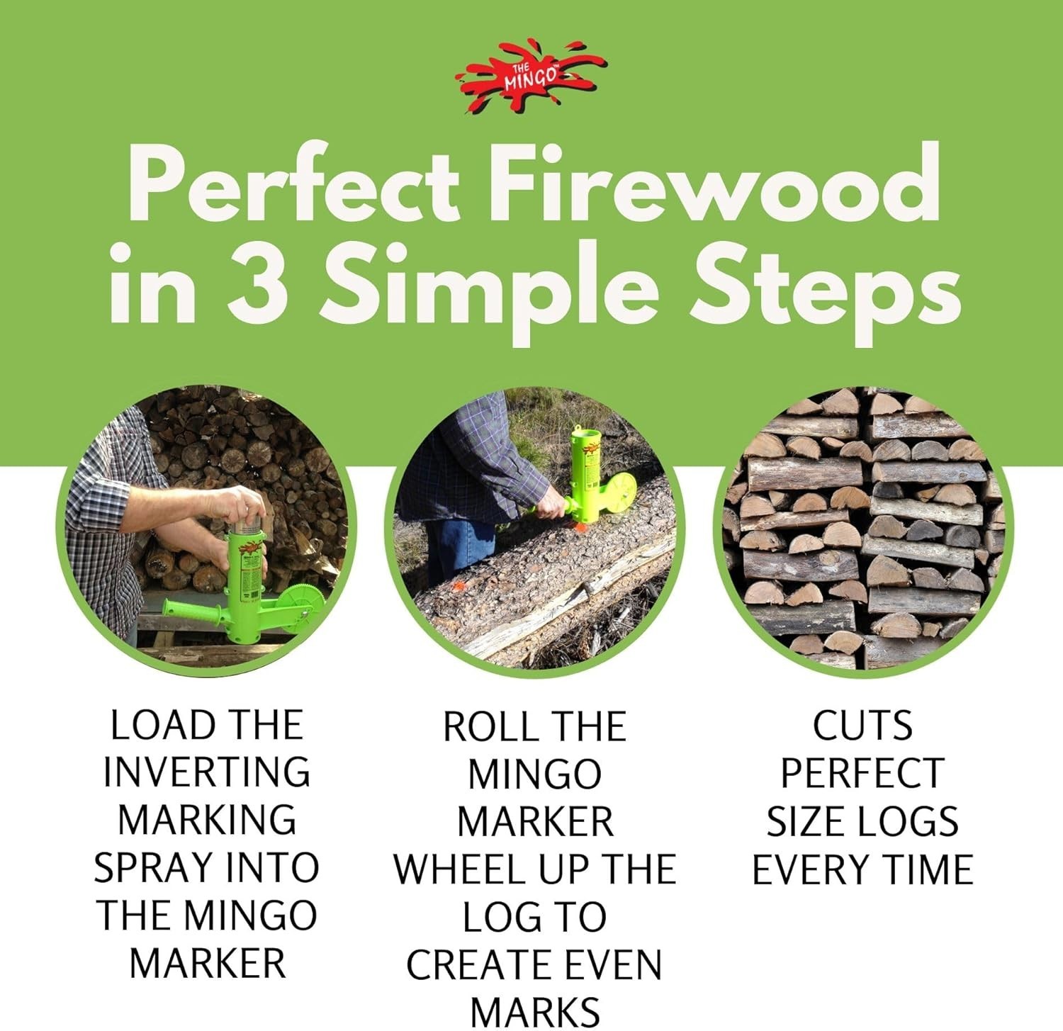 16-Inch Firewood Marking Wheel – Detachable Metal Log Measuring Tool – Green