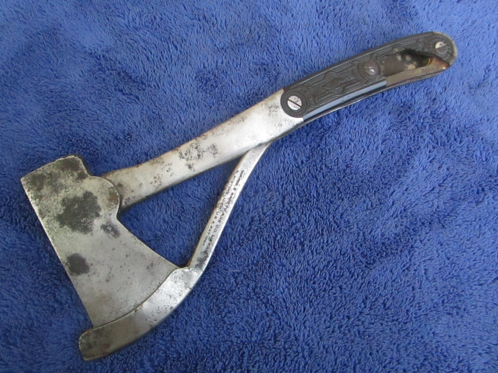 VERY RARE EARLY PATTERN ANTIQUE ORIGINAL US MARBLE SAFETY AXE 1898