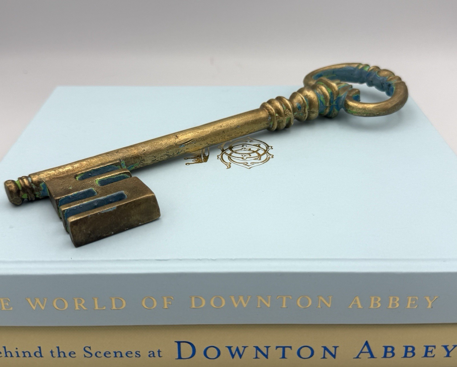 Vintage Large Decorative Brass Skeleton Key Ornate Cast Brass Wall Decor 9.25”