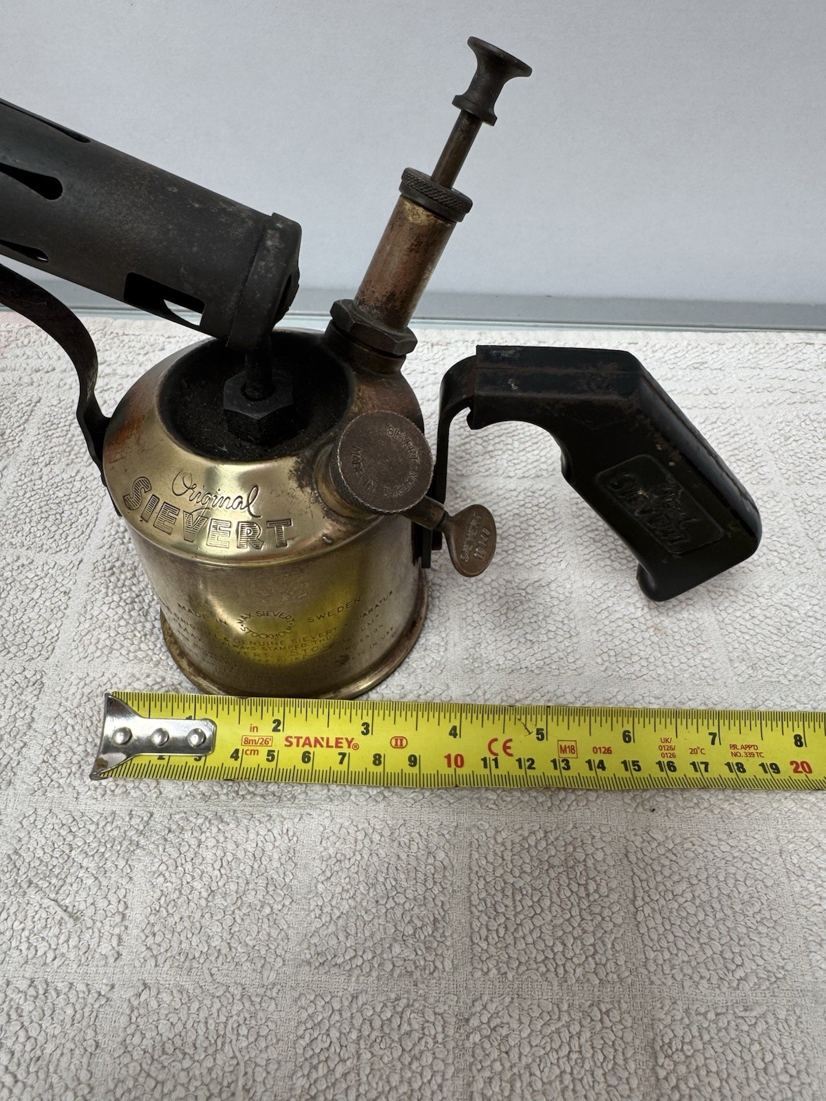 Max Sievert Vintage Brass Blow Lamp Torch 10148 Sweden Holds Liquid