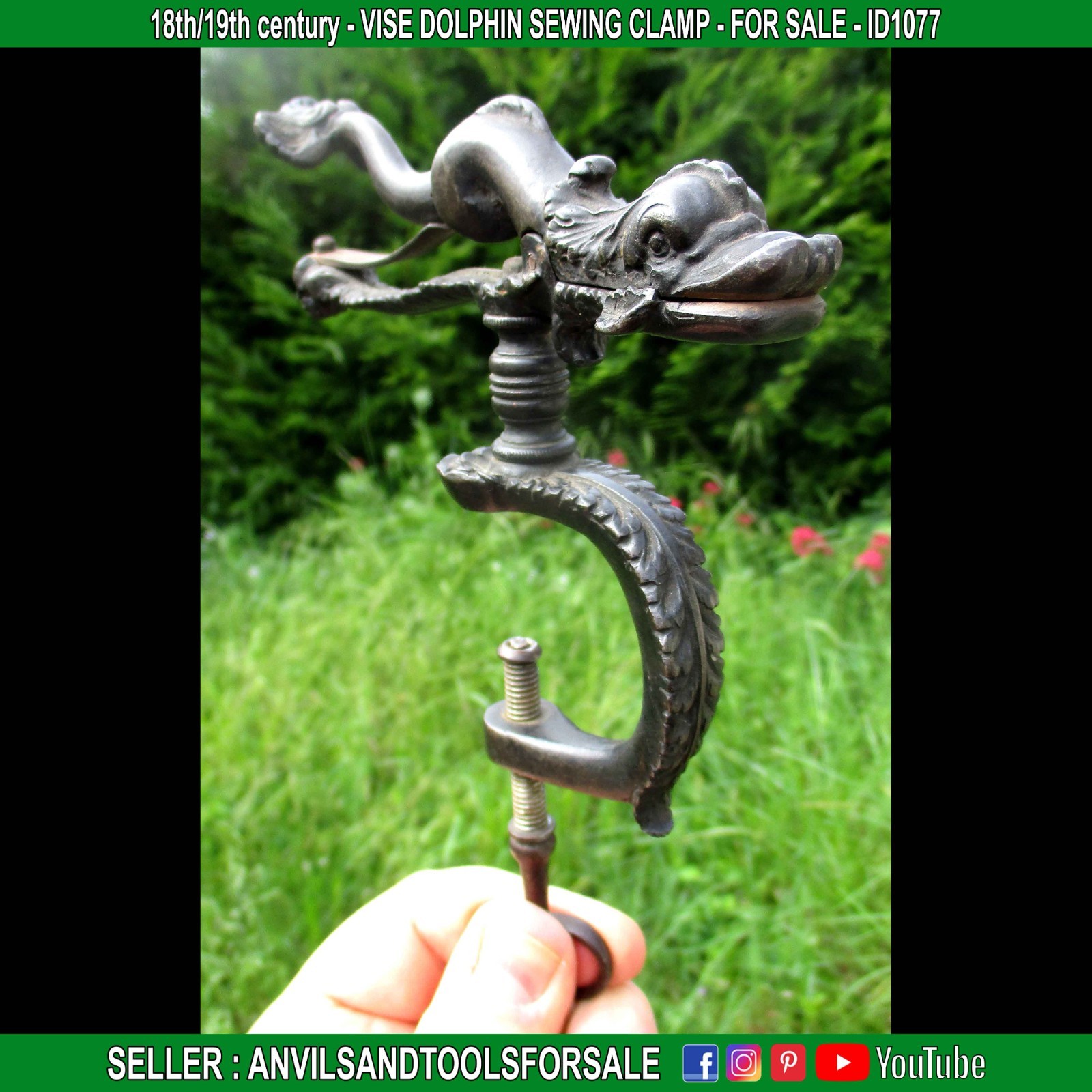 18th/19th century – VISE DOLPHIN SEWING CLAMP – ID1077