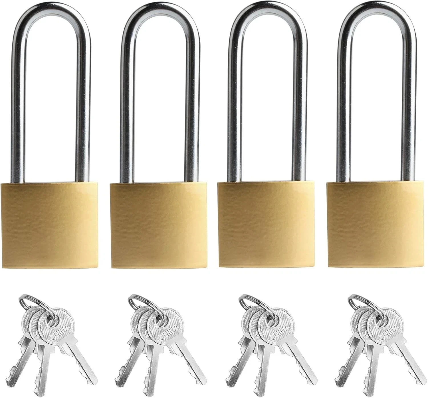 4 Pcs Padlock with Keys, 3.4 Inch Long Keyed Padlocks, Shackle Pad Lock with Key