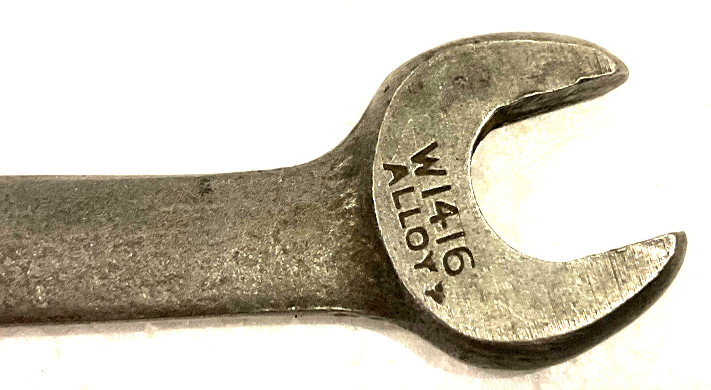 VINTAGE VLCHEK TOOLS 7/16” x 1/2” OPEN END WRENCH, W1416, USA