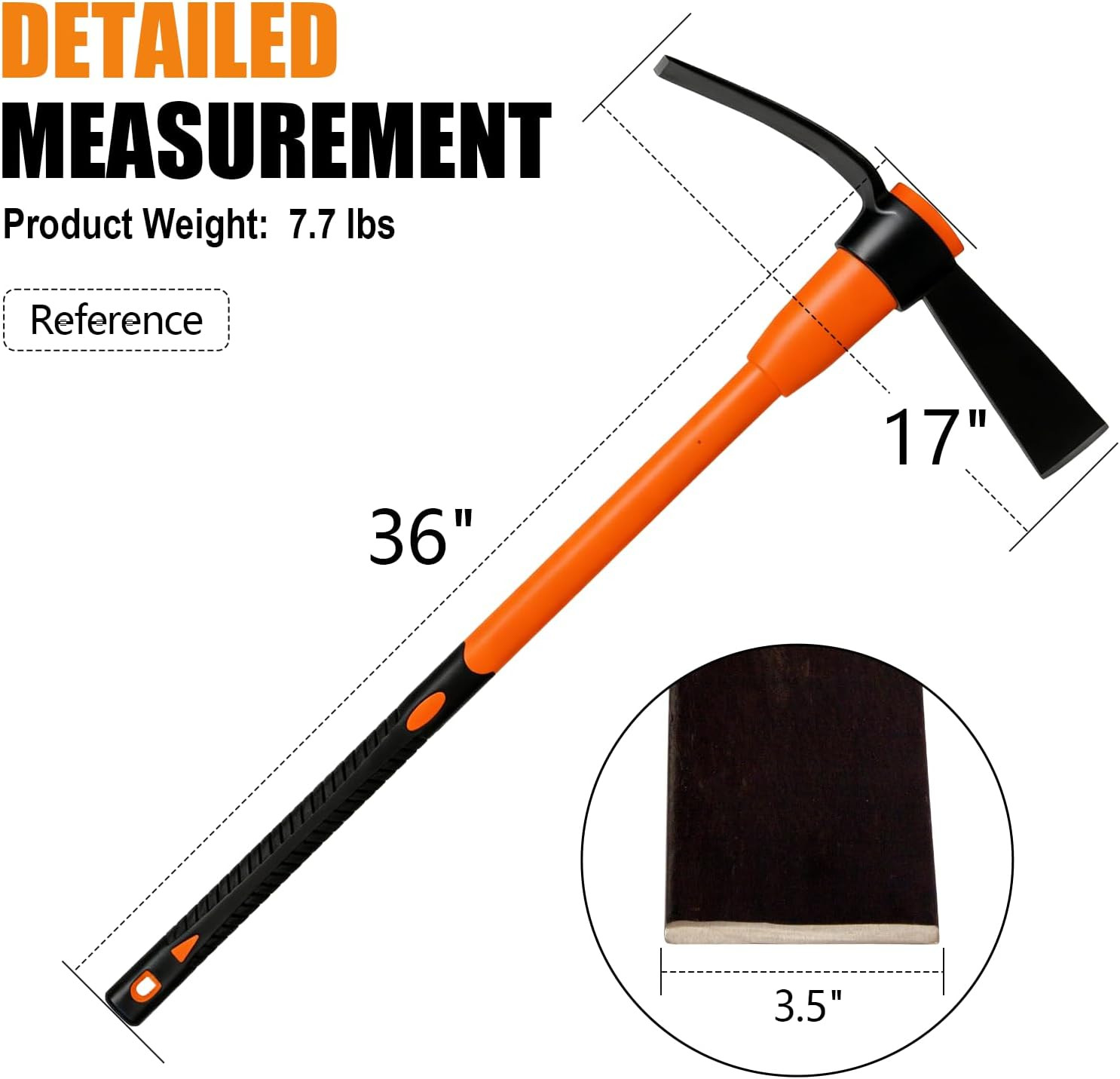 Pickaxe for Digging, Heavy Duty Pick Axe with Fiberglass Handle, 36 Inch Pick Ma