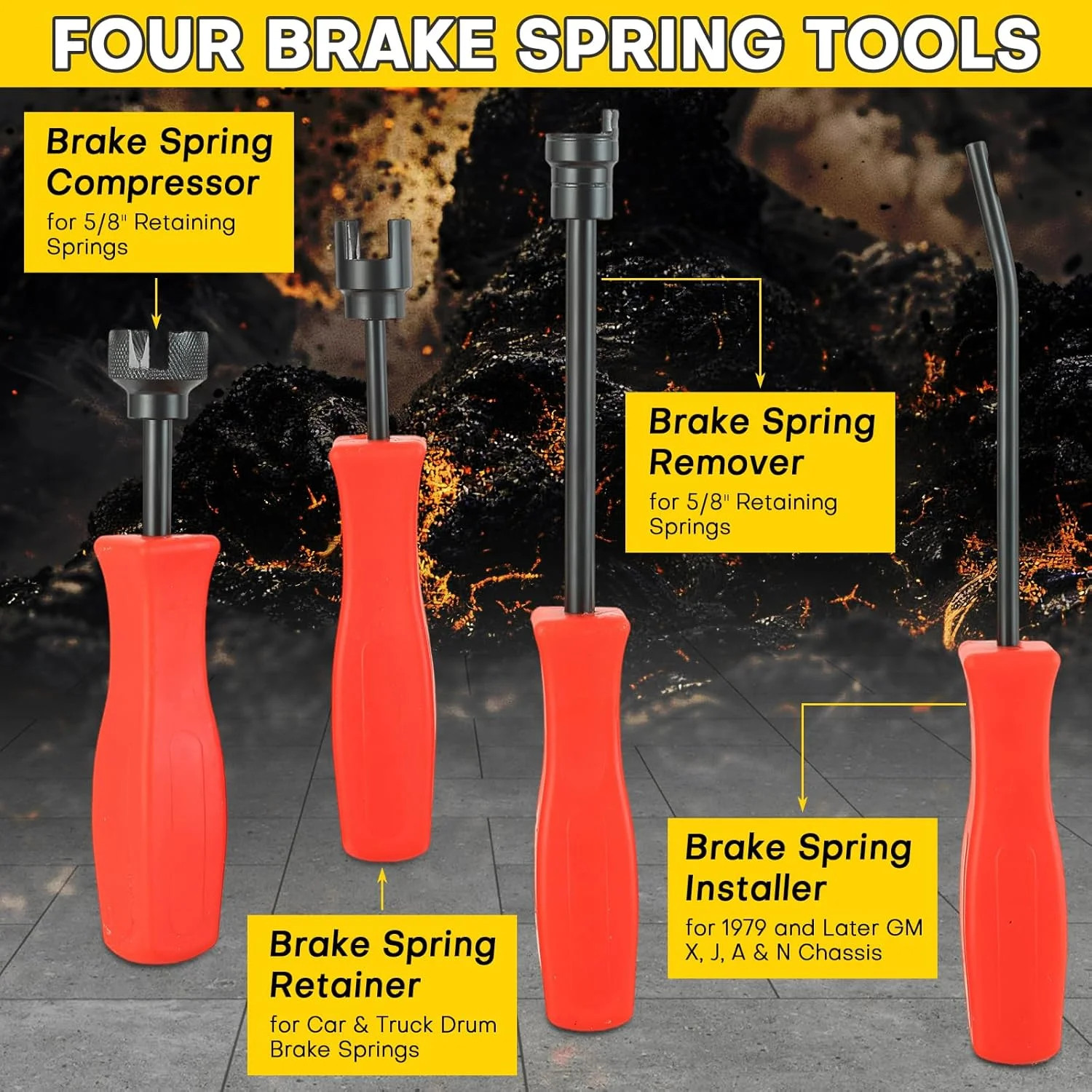 8PCS Drum Brake Tool Kit Brake Spoon Set with Drum Brake Spring Pliers, Brake Sp