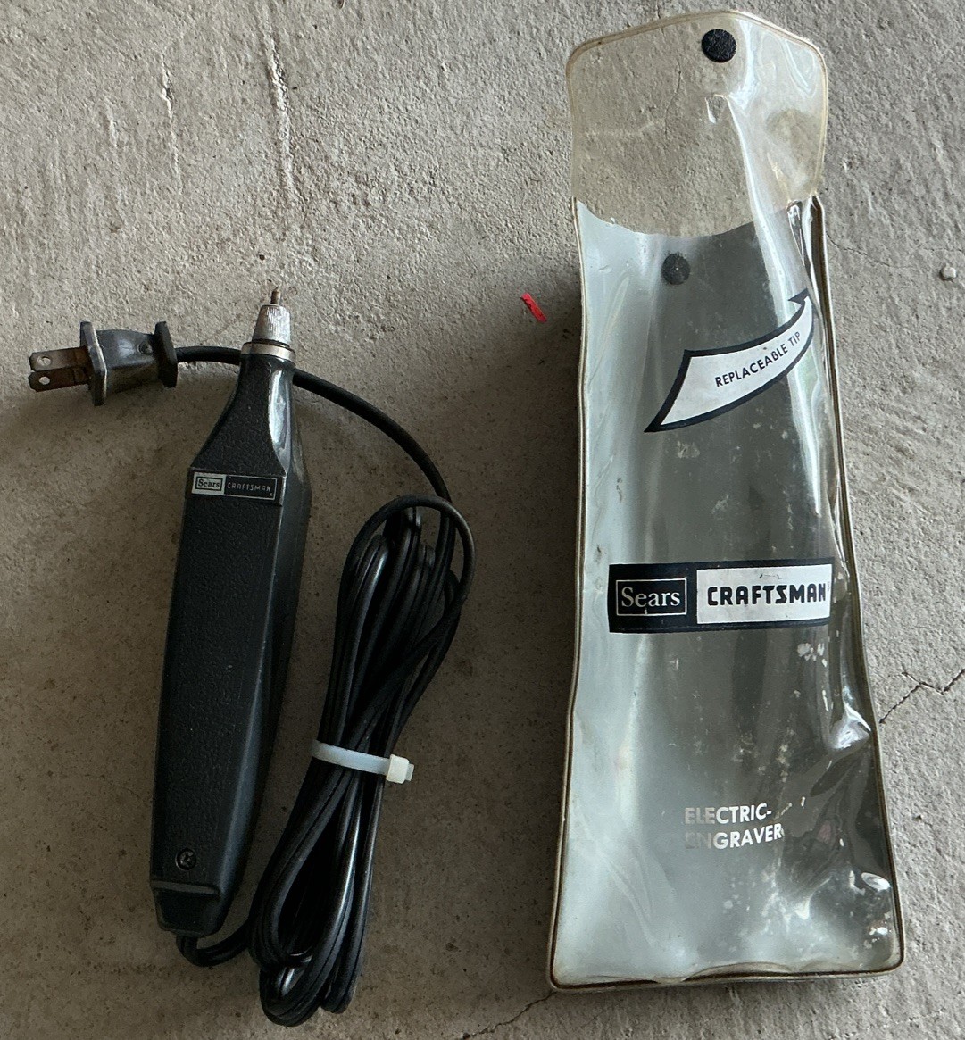 Vtg Sears Craftsman Electric Engraver 4297 Tungsten Carbide Tip USA 6ft Cord