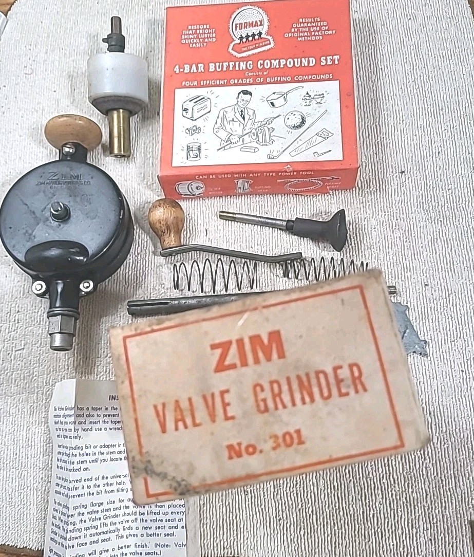 Vintage ZIM No 301 Valve Grinder Lapper Tool USA MADE Original Box, Compound Lot