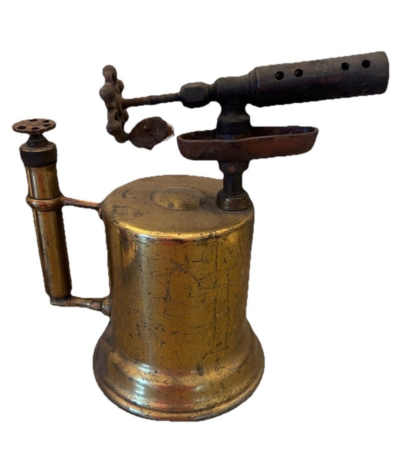 Vintage Brass Blowtorch by Otto Bernz Co., Newark, NJ, 9”Wx9”H Torch Gas Flame
