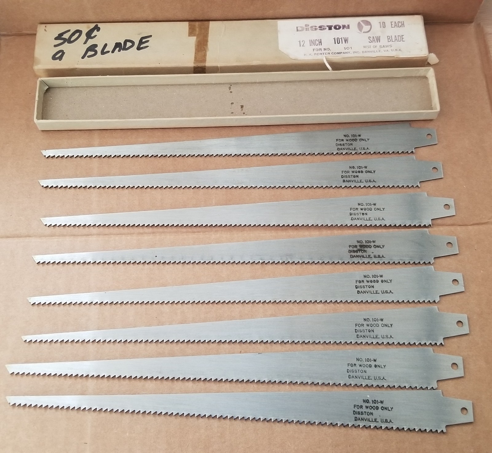 8PC DISSTON 101-W For Wood Only 12″ Hand Saw Cutting Blades , NOS