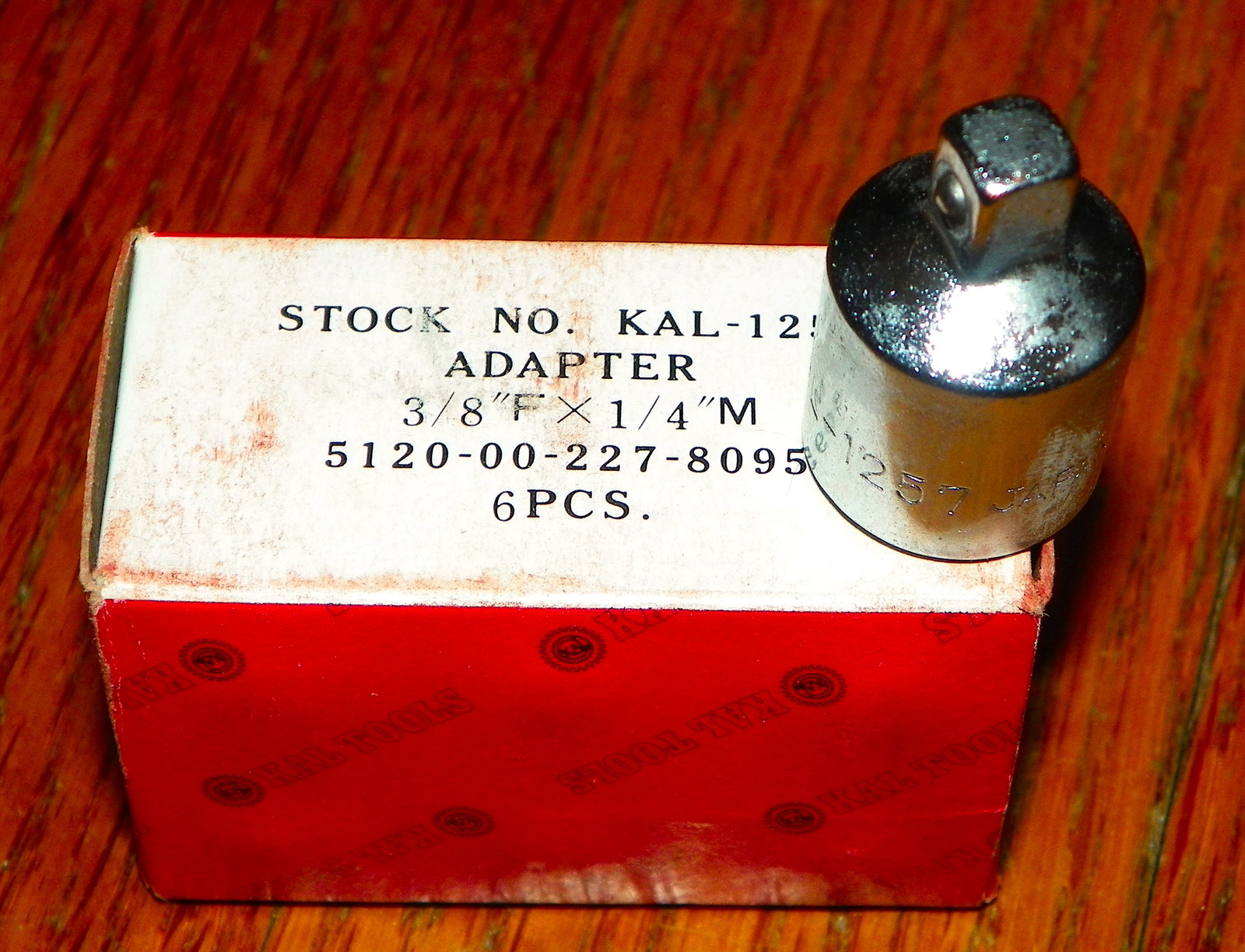 NOS KAL (6 ) TO A PACK 3/8 X 1/4″ CHROME ADAPTER # KAL-1257