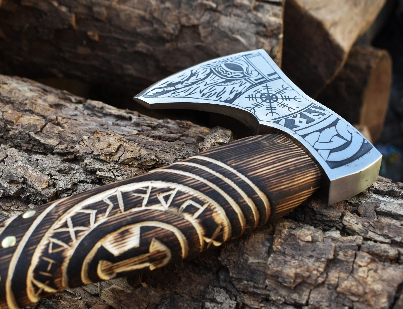 Custom Handmade Viking Axe Carbon Hatchet, Steel Axe, Bearded Axe With Sheath