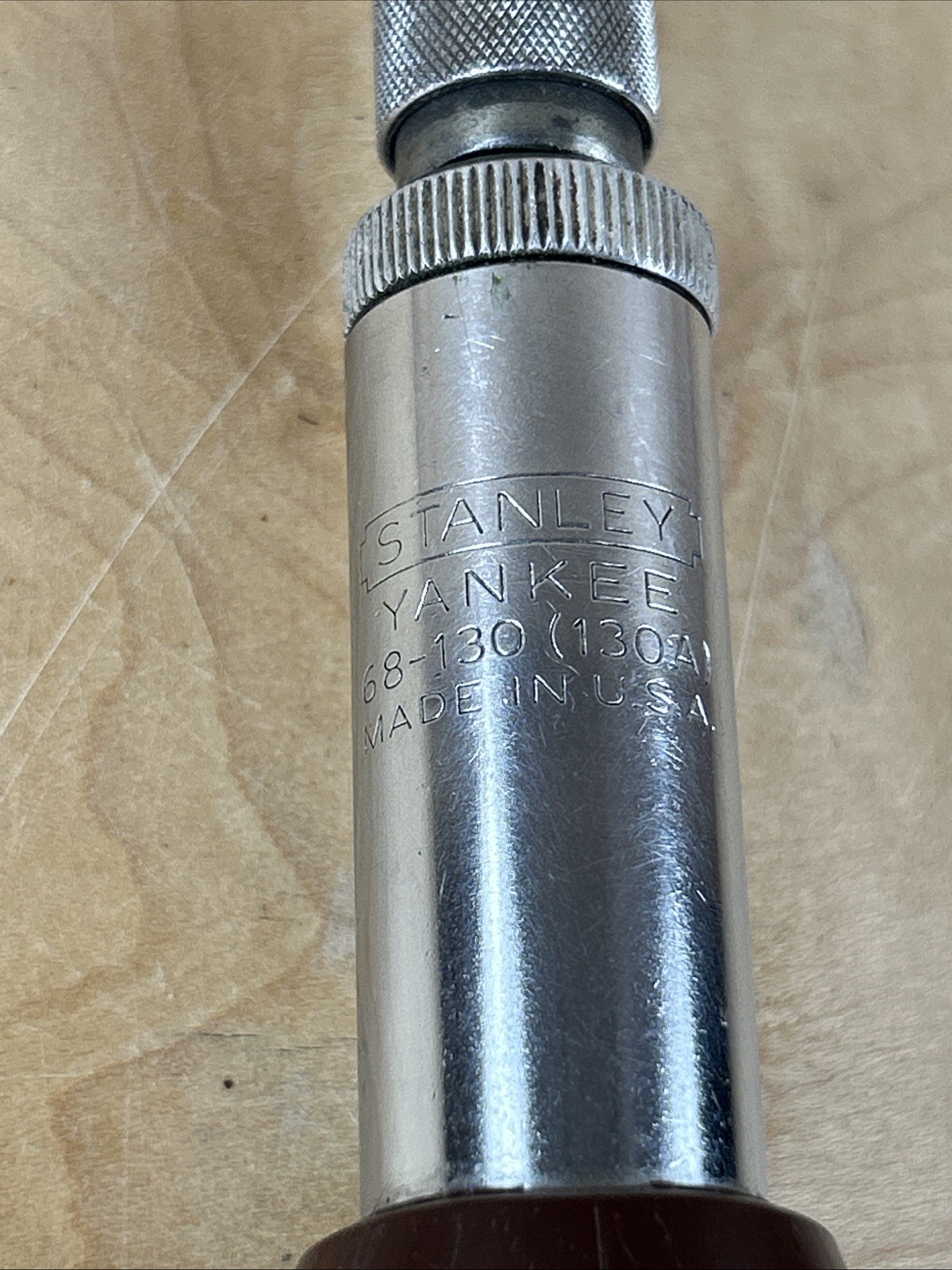 Vintage Stanley Yankee 68-130 (130A) Ratchet Screwdriver w/ 1 Bit Wood Handle