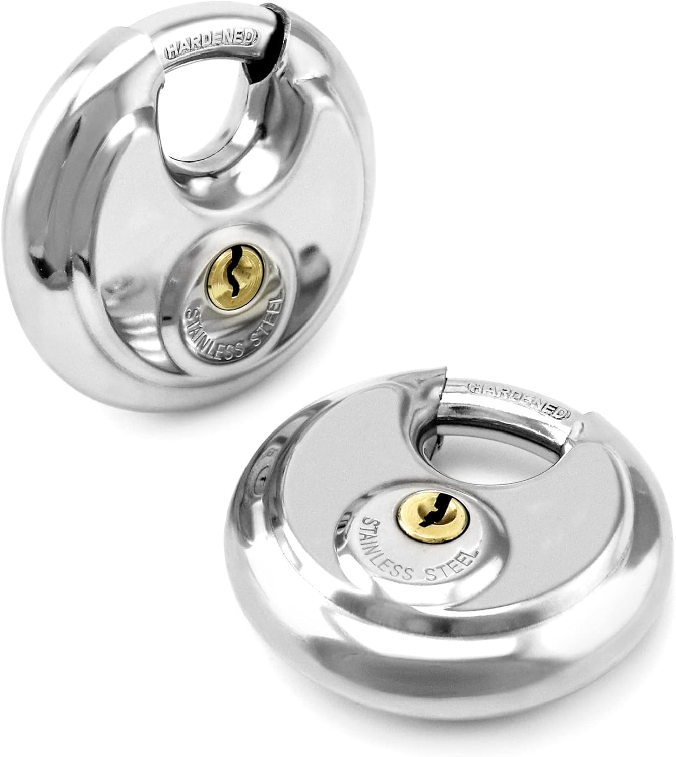 Keyed Alike Disc Padlock, 4 Pack Stainless Steel Discus Lock with 3/8-Inch Shack