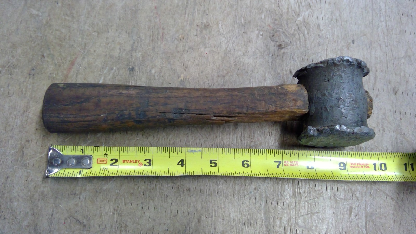 Vintage Lead Head Hammer 1 pound, 7 ounces total weight.