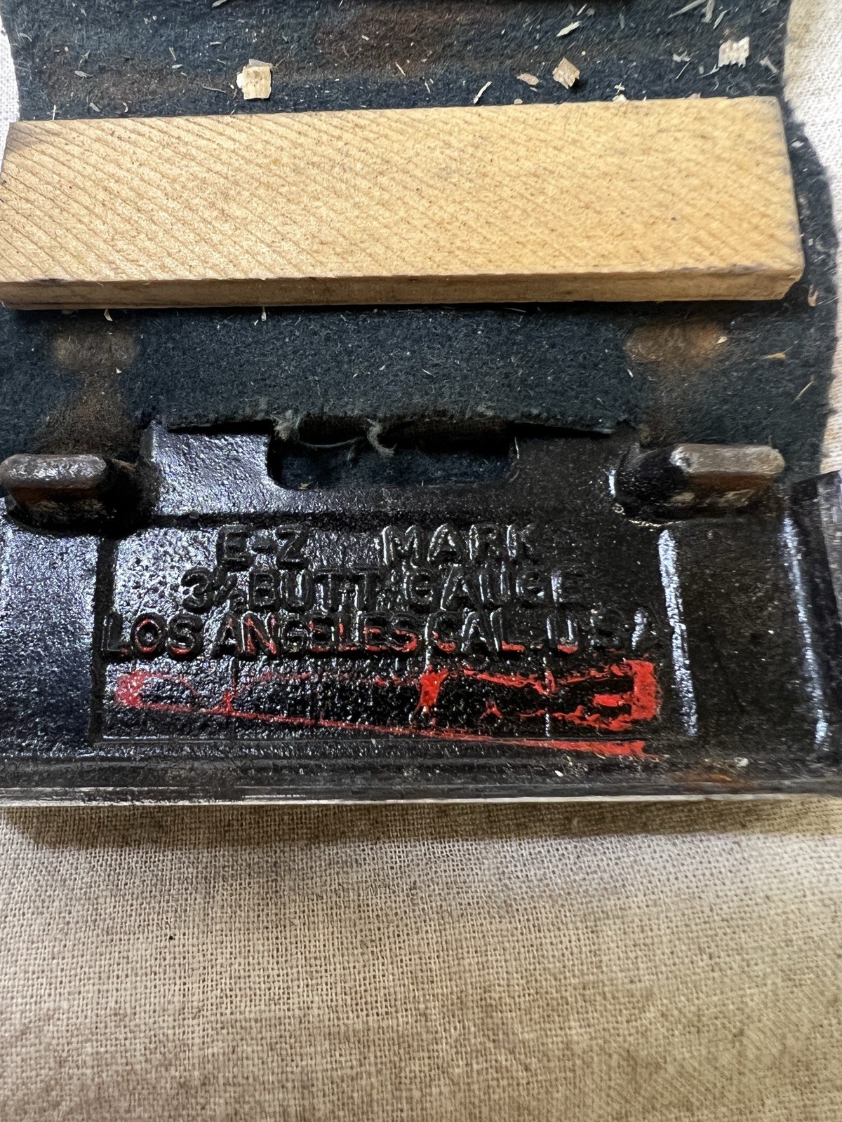 EZ Mark Tools Butt Gauge In Orignal Leather Pouch 3.5in Made In Los Angeles USA