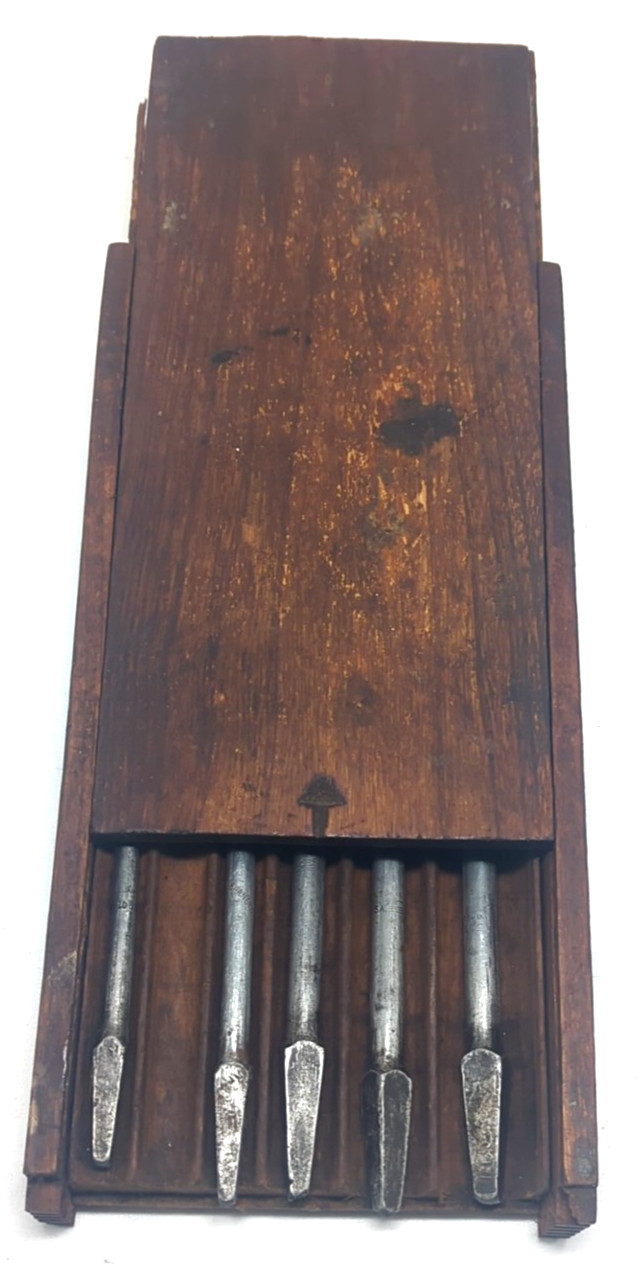 VTG The James Swan Tool Co5-piece In wooden box with a slide lid 2xtra