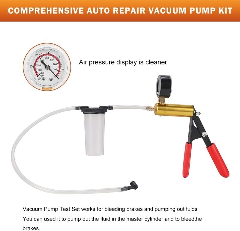 2 in 1 Brake Bleeder Kit with Hand Vacuum Pump with Gauge Adapters Automotive Br