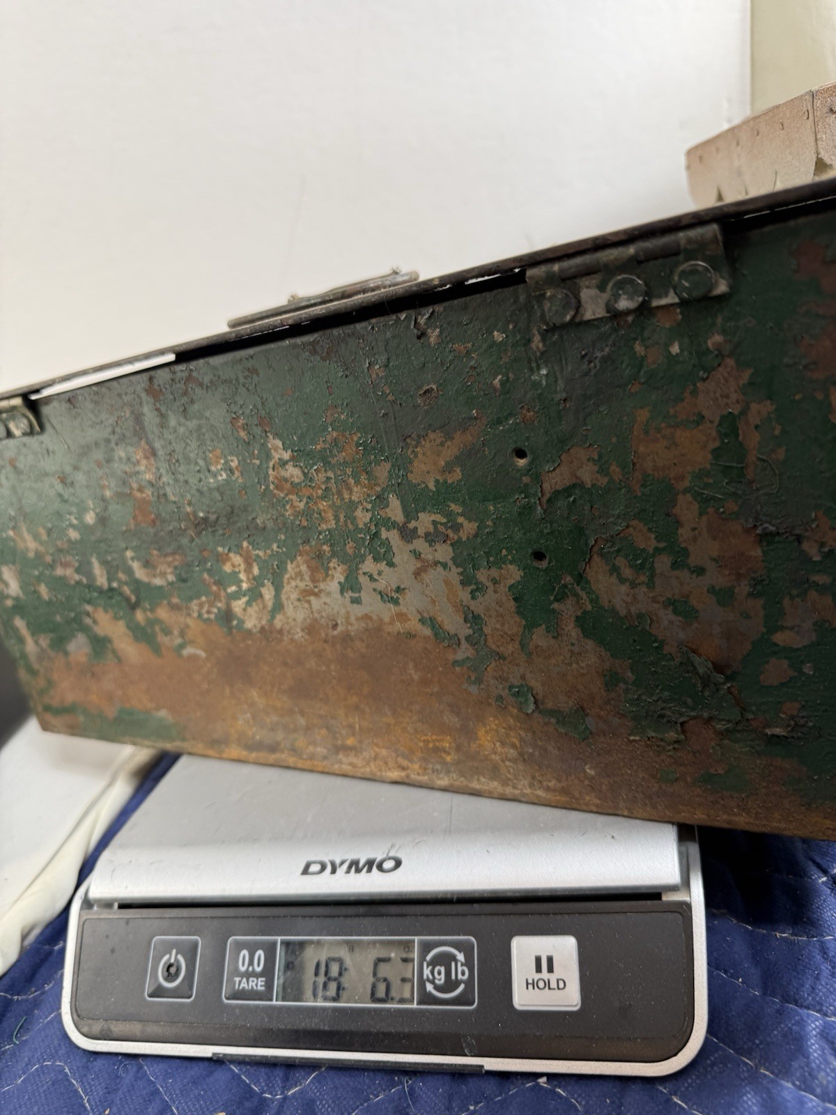 Vintage Industrial Metal Tool Box Lot Green Steel Box with Tray Galvanized