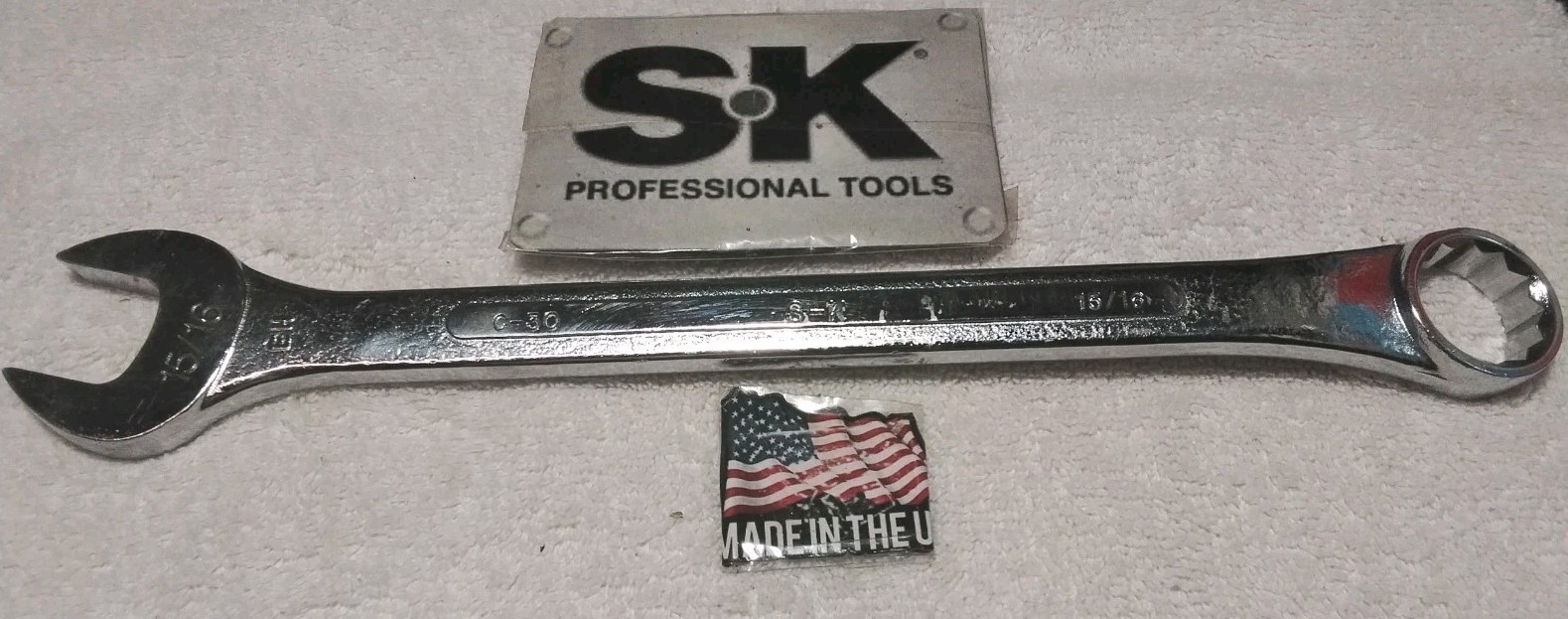 S-K C-30 15/16″ 12PT COMBINATION WRENCH DROP FORGED STEEL VINTAGE SAE USA 🇺🇸