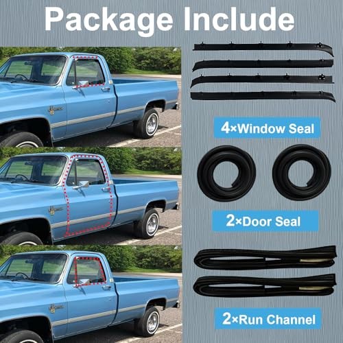 Front Door Window Weather Strip Seal Kit for Chevy GMC Truck