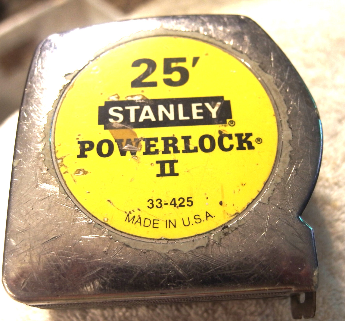 25′ Stanley Powerlock II Tape Measure,measuring rule 33-425 Yellow USA VTg tool