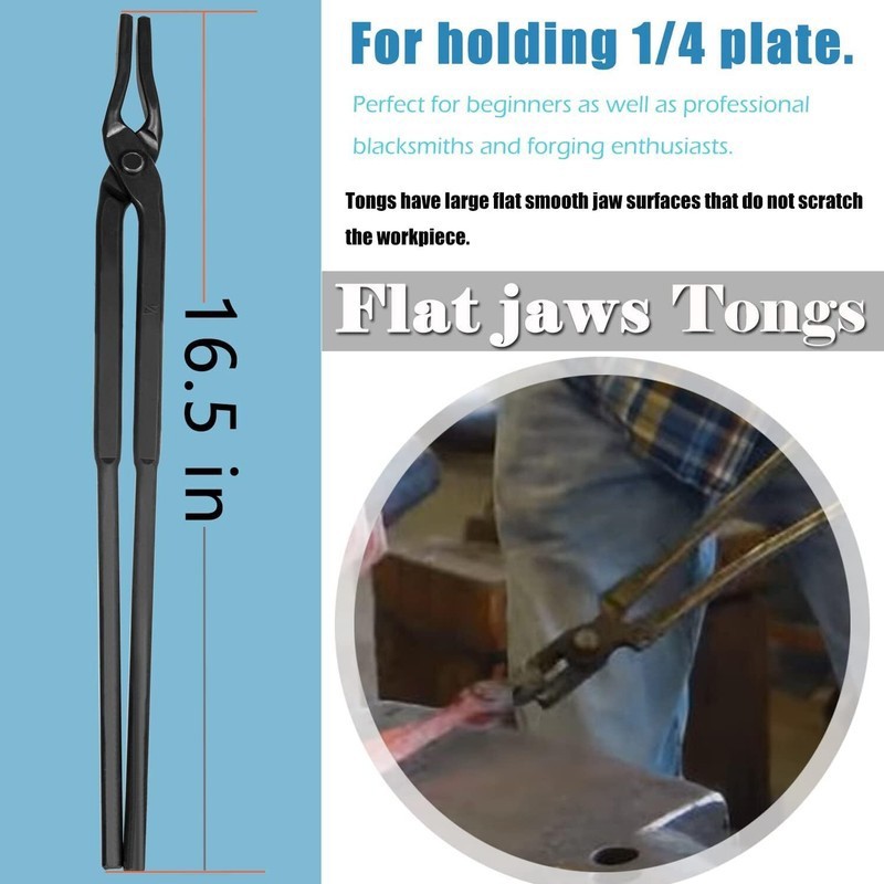 Beginner blacksmith tongs Forge Tong Tools, Flat Jaw,Pick Up,Scroll,V-Bit Tongs