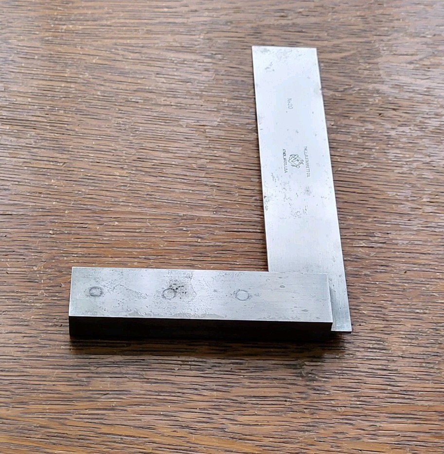 Starrett No. 20 Steel Square 6″ w/Wood Holder Machinist Tool USA