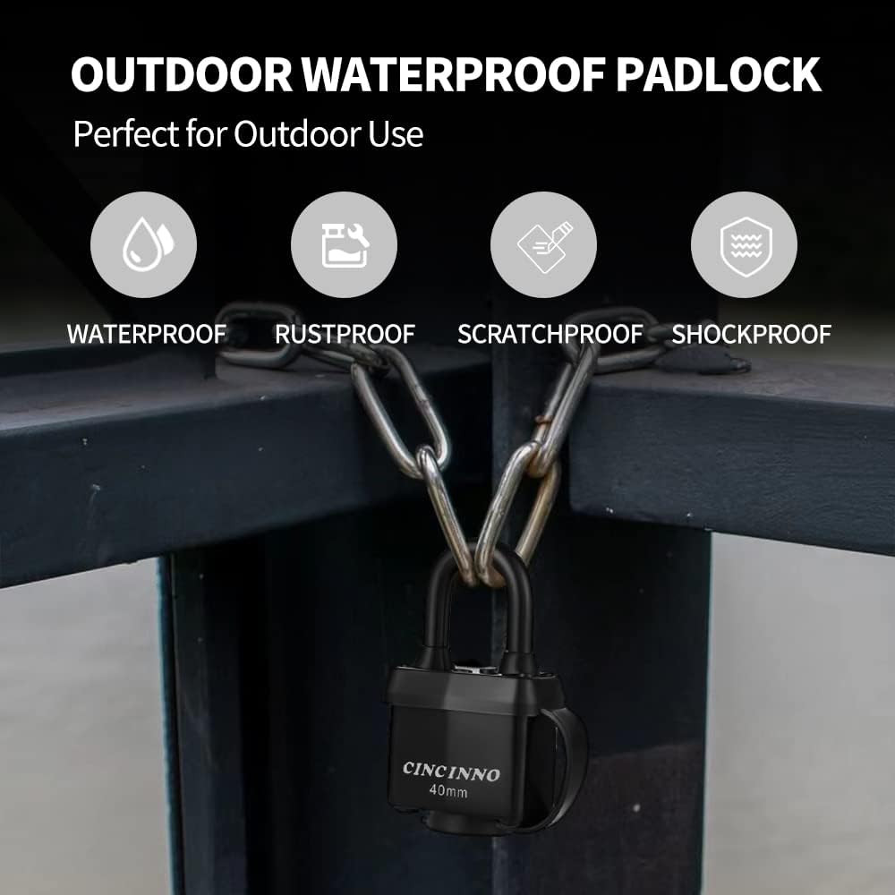 Weatherproof Padlocks for Outdoor Use, 6 Pack Keyed Alike Padlocks with 1-9/1…