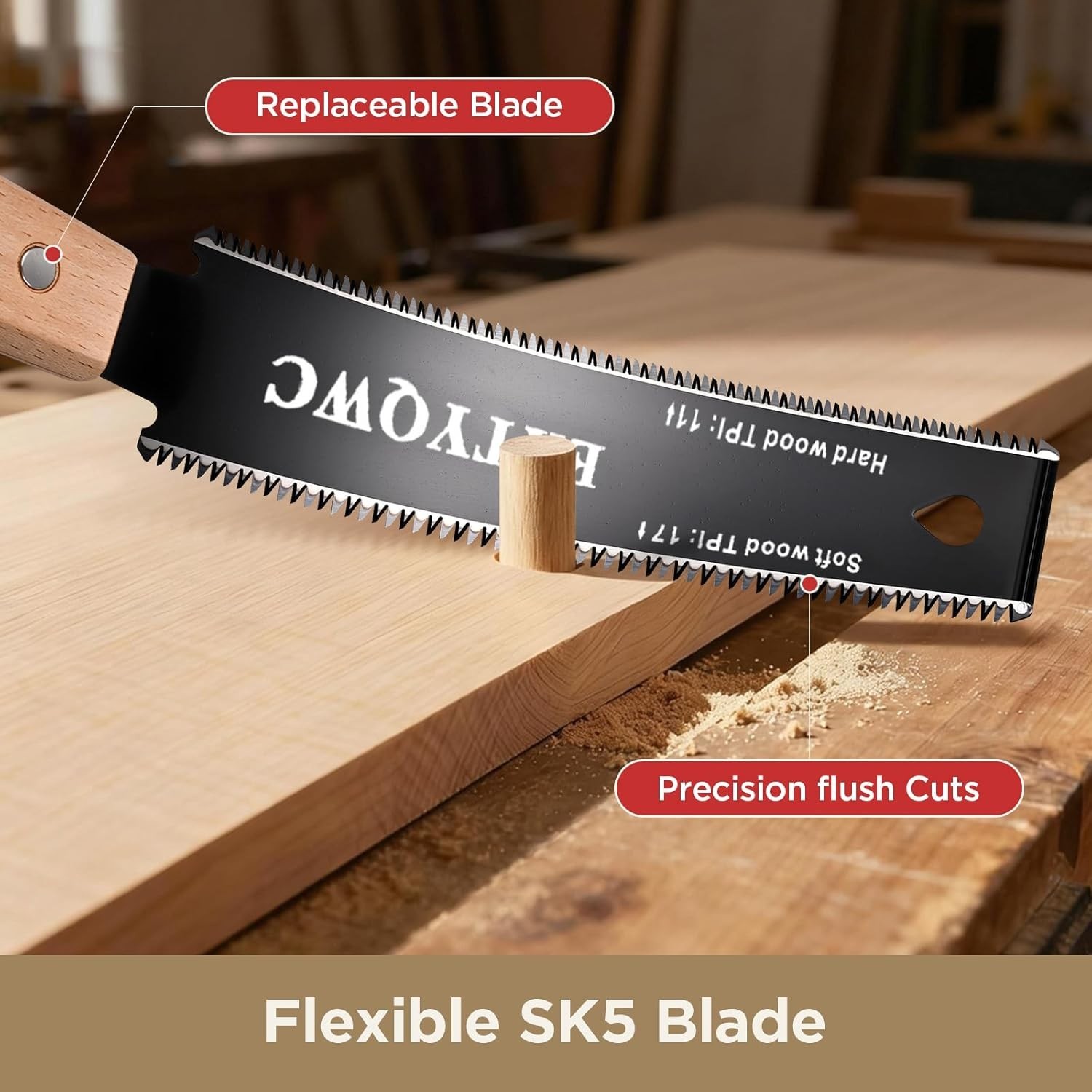 168-TPI Japanese Hand Saw: 6-Inch Double Edge for Hardwood & Softwood Cutting