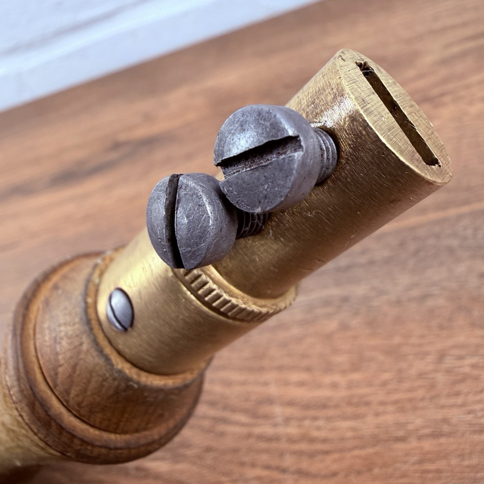 Vintage Brass & Wooden Pad Saw Handle Adjustable Keyhole Compass Saw Handle