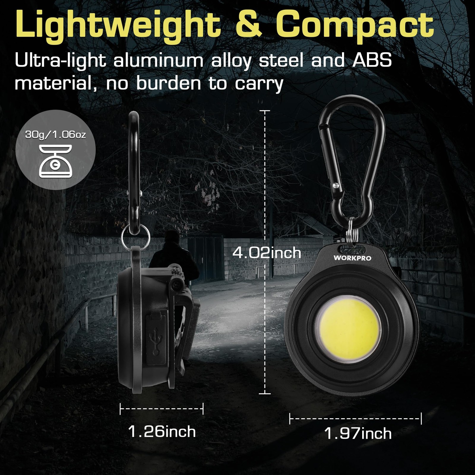 WORKPRO COB Keychain Light, 2Pcs Small Work Flashlight 2 pcs, Black