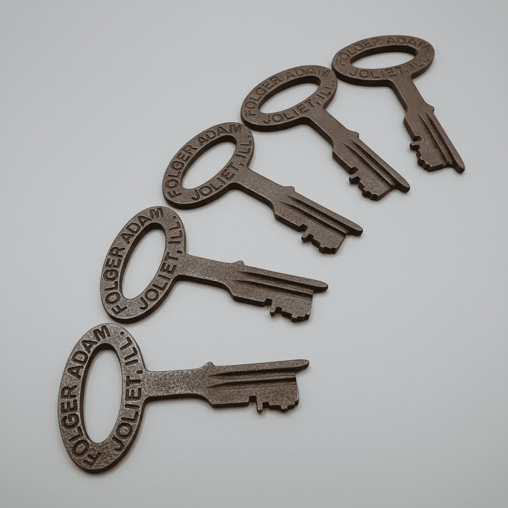 Folger Adam Joliet Cast Iron Jailhouse Keys — Set of 5