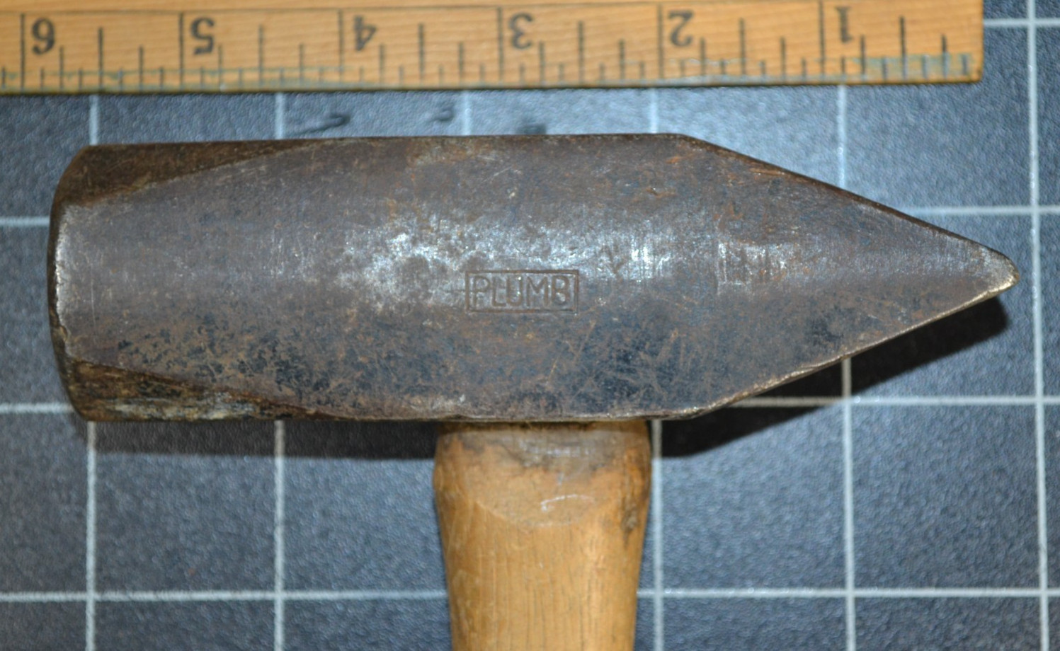 PLUMB – USGS – TINNERS’ RIVETING HAMMER – 3# – ALL ORIGINAL WITH BRANDED HANDLE
