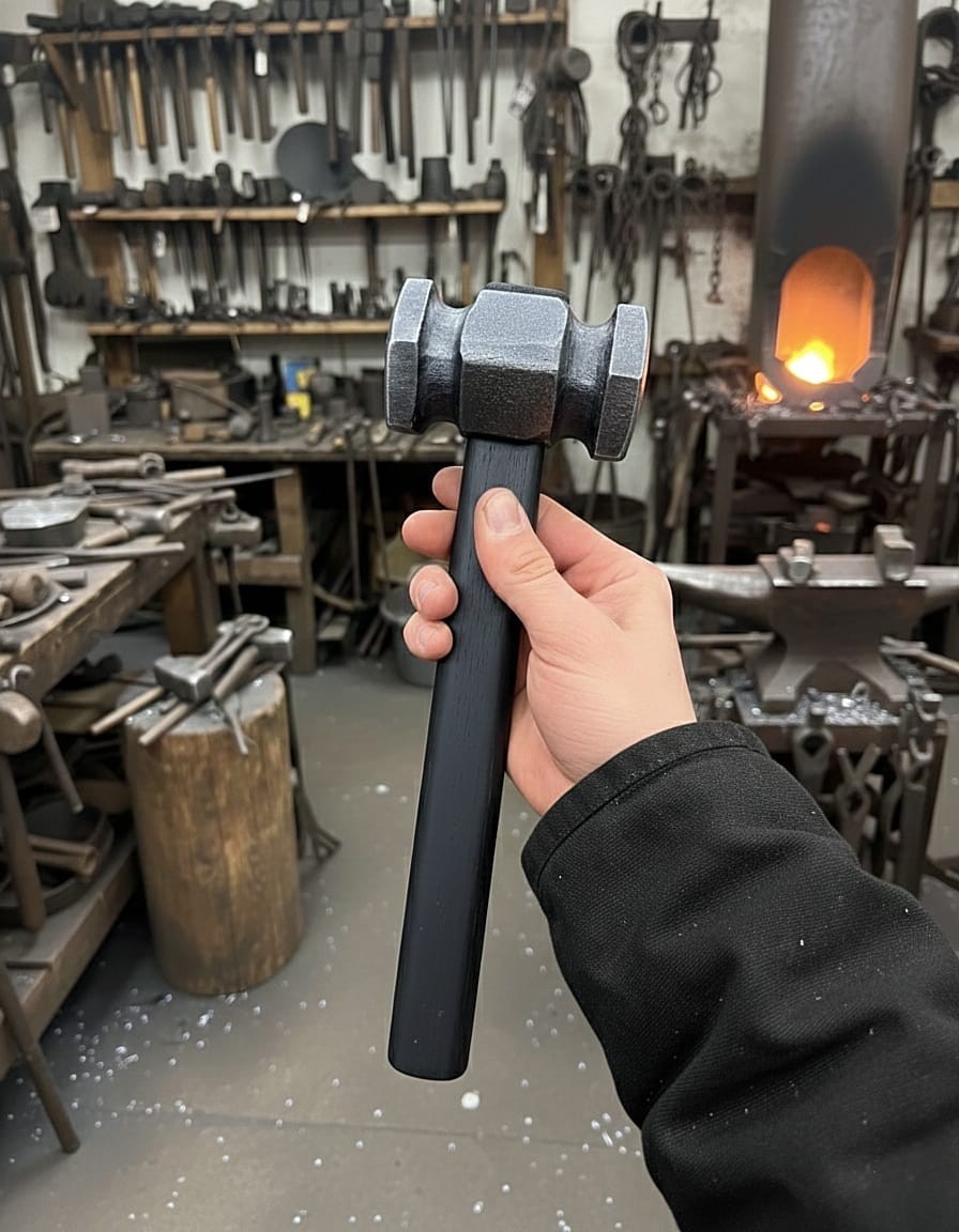 Blacksmith’s Hand Forged Sledge Rounding Hammer 2.5 lbs with black wood handle