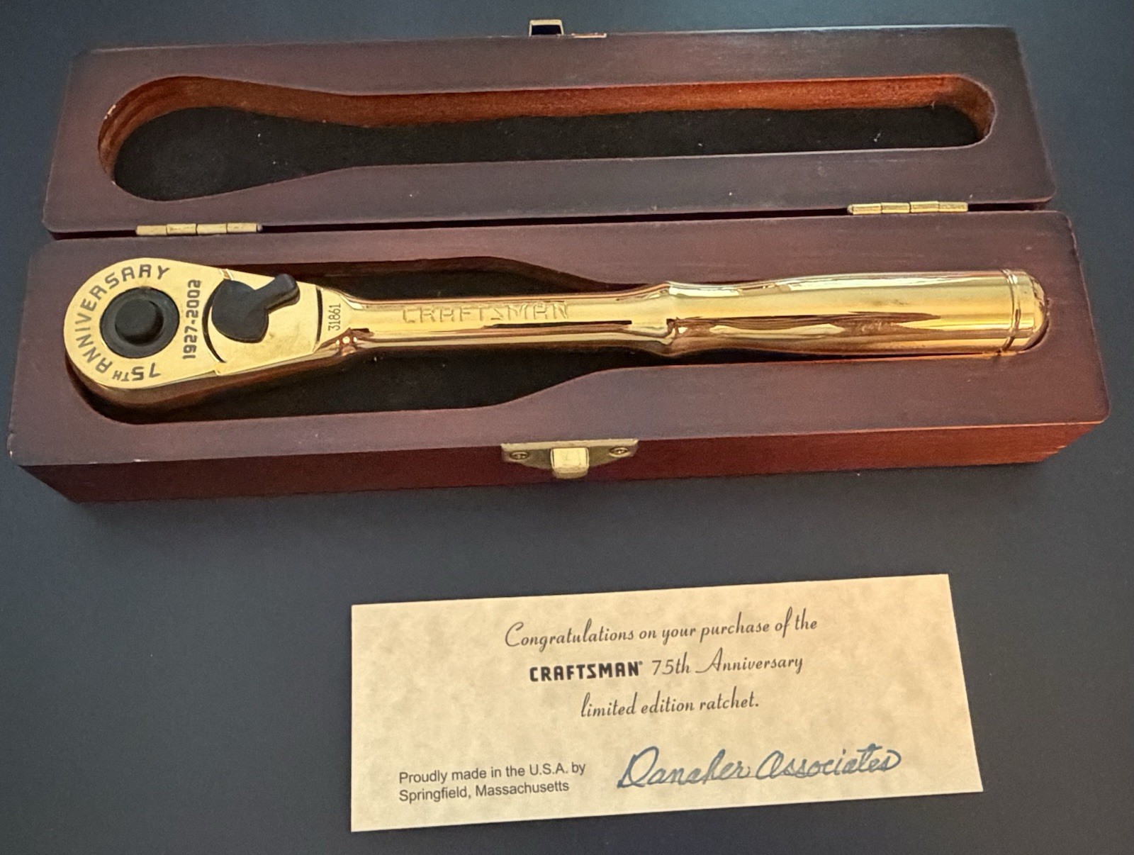 SEARS Craftsman 75th Anniversary 22K Gold NOS Ratchet USA VQ 44813 W/ Case