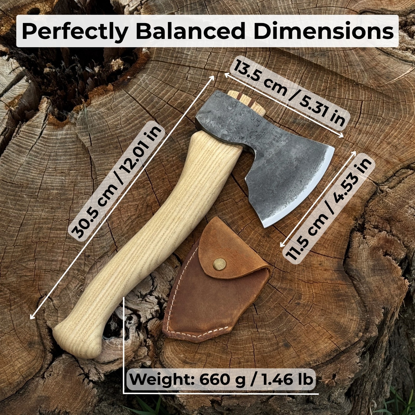 Wood Carving Axe Hand Forged Carving Hatchet 52100 Carbon Steel Leather Sheath