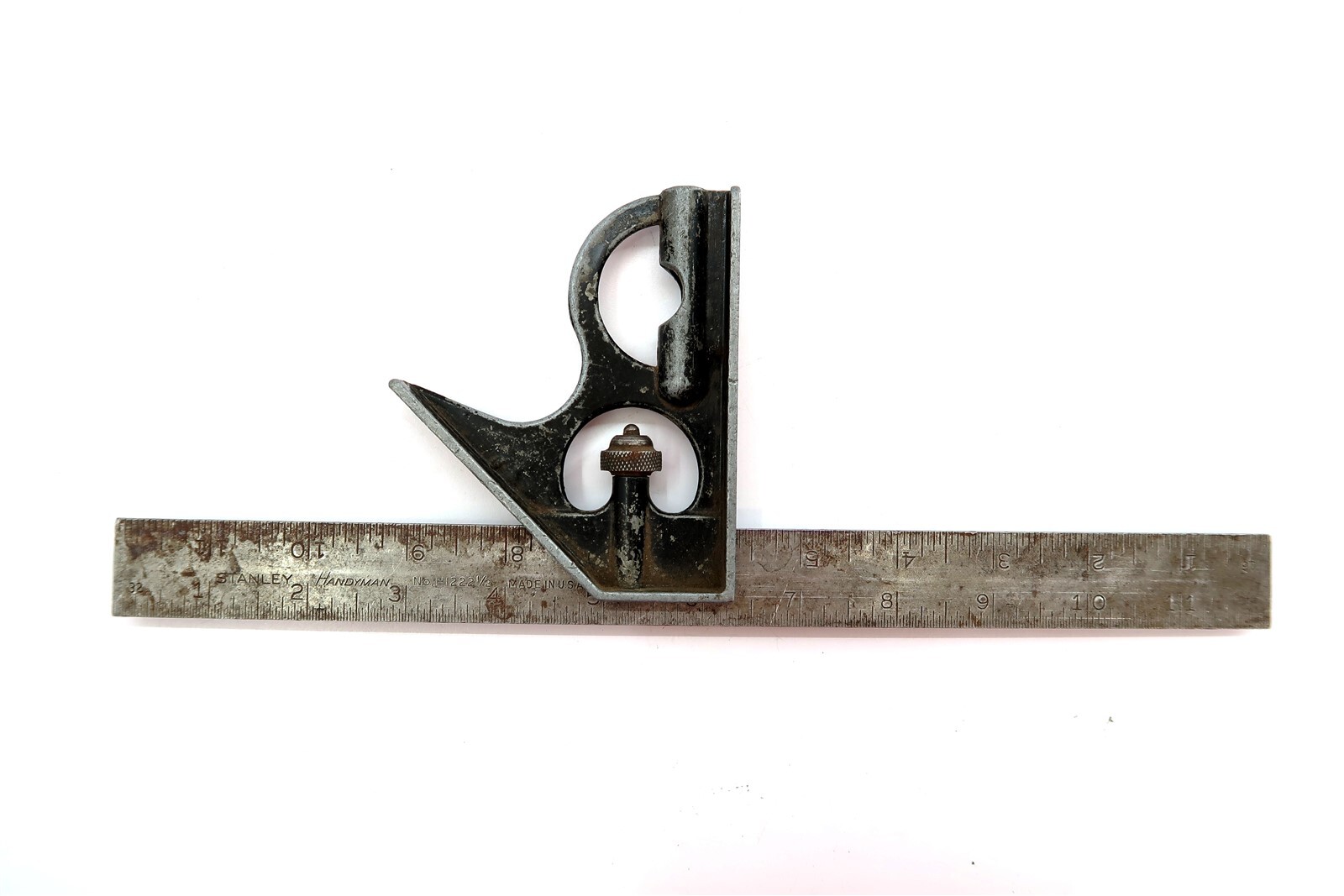 Vintage STANLEY HANDYMAN No H122 1/2 Combination Square 12″ Stainless Steel Rule