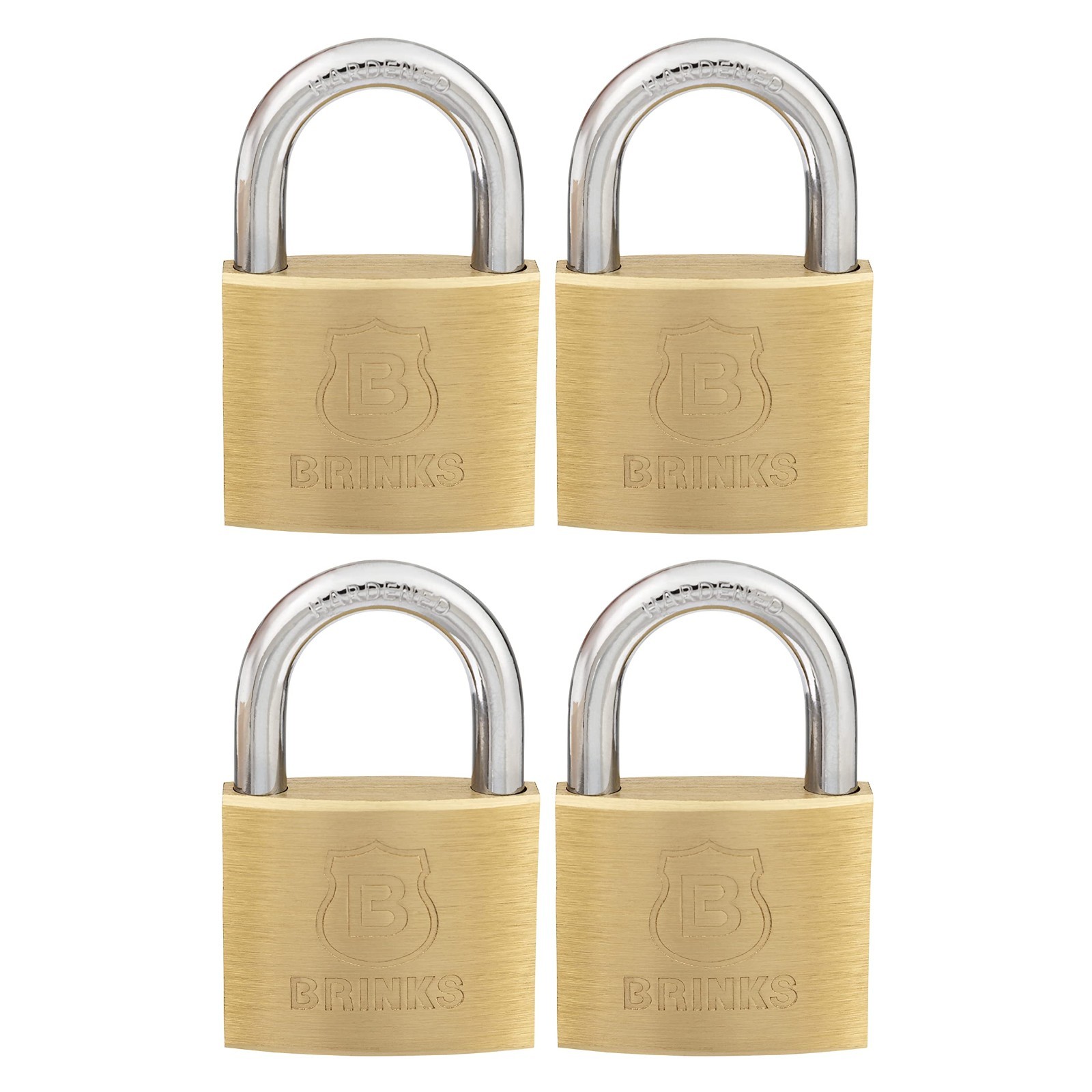 40mm Solid Brass Keyed Padlock 4-Pack, Chrome Plated, Hardened Steel Shackle, 7/