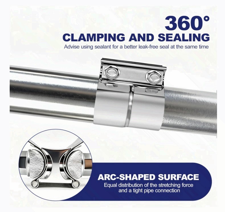 Abrazadera escape 3″ acero inox 304 para tubo silenciador 2 pcs