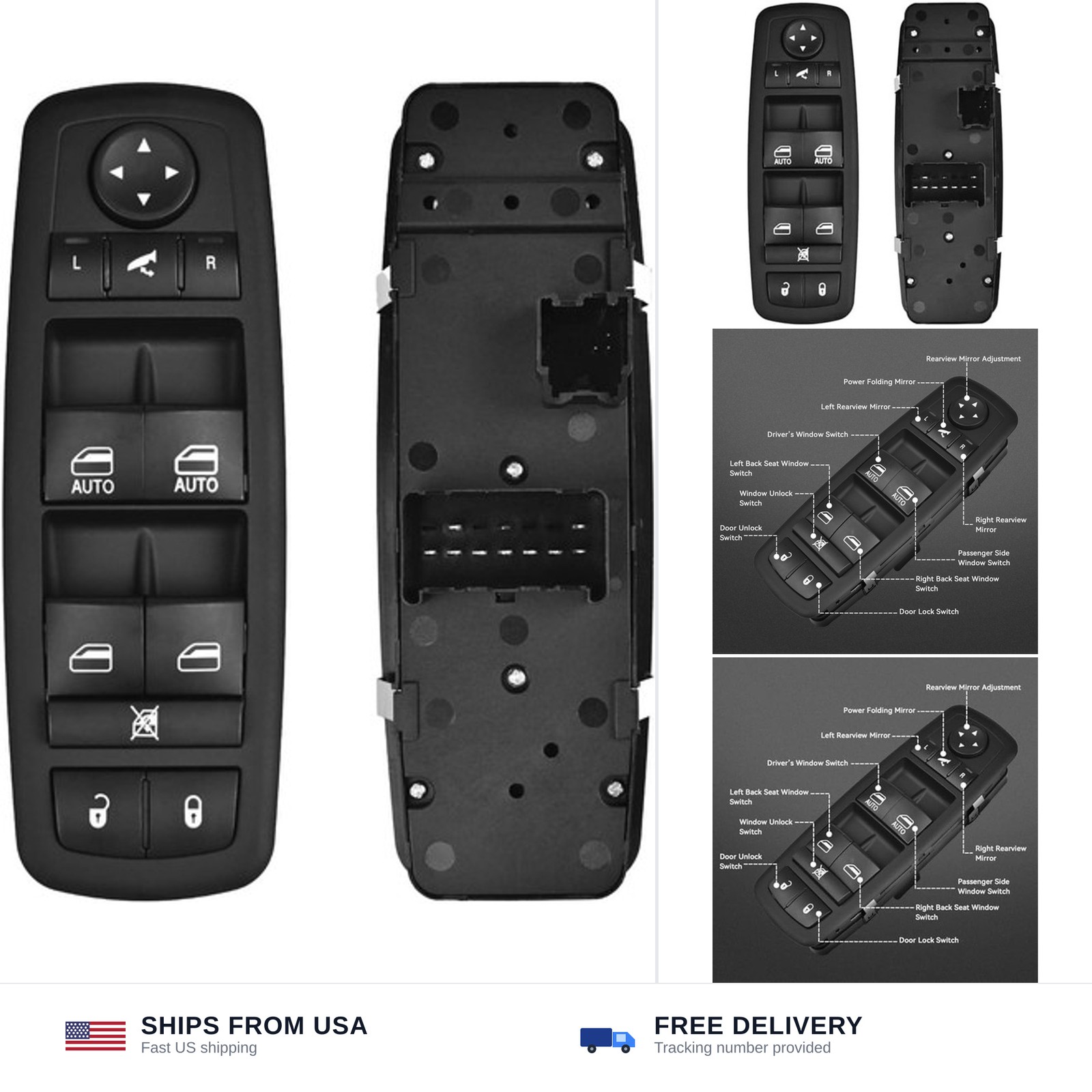 Driver Side Master Power Window Switch 9 Pins + 3Pins Compatible with 2012-20…