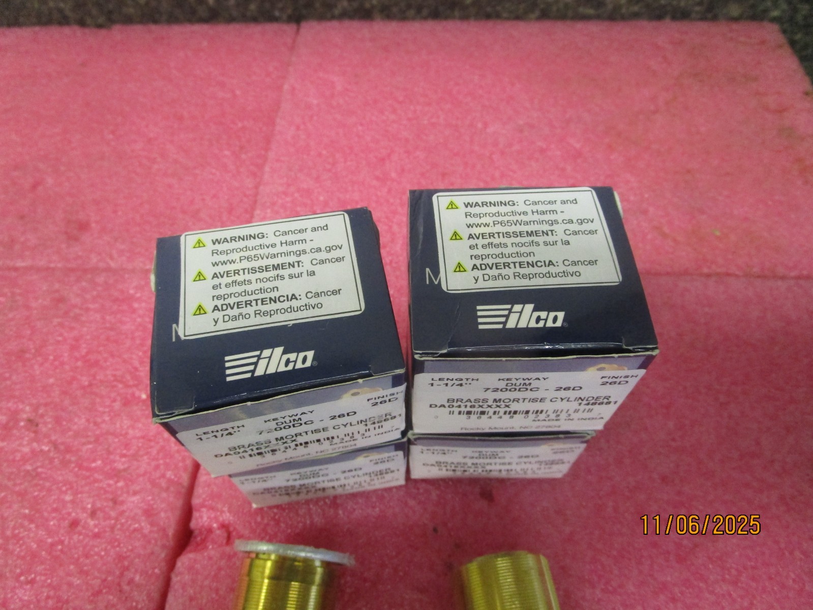 Qty (4) iLCO Brass Mortise Cylinder 7200DC-26D 1-1/4″ DUM