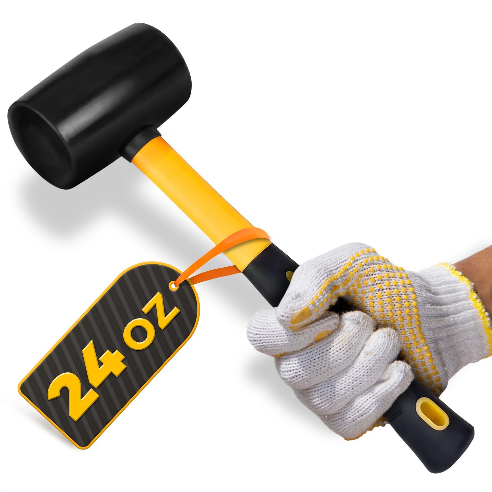 24 Oz Rubber Mallet Hammer for Woodworking, Flooring, Tiling, Camping and Mor…