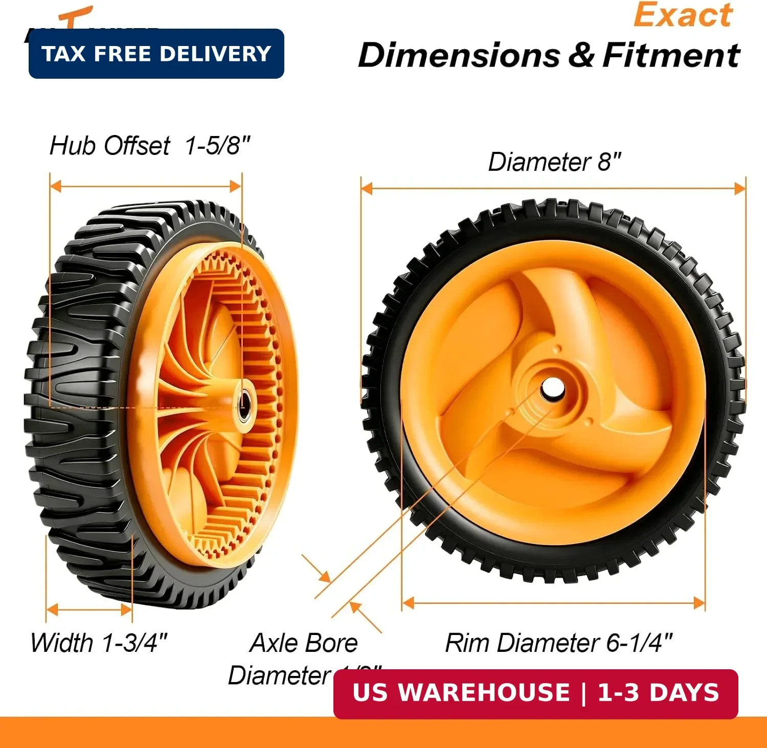 583719501 Front Drive Wheels 8 Inch, 194231×460 401274X460, 2 Pack | Craftsman L