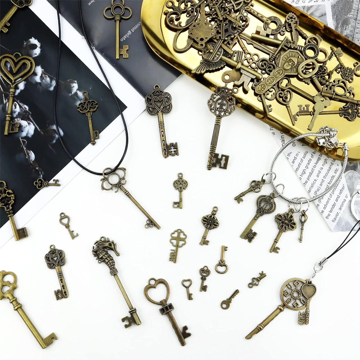 Vintage Skeleton Keys Wholesale Bulk Lots Mixed Set Of 70 Antique Bronze Brass S