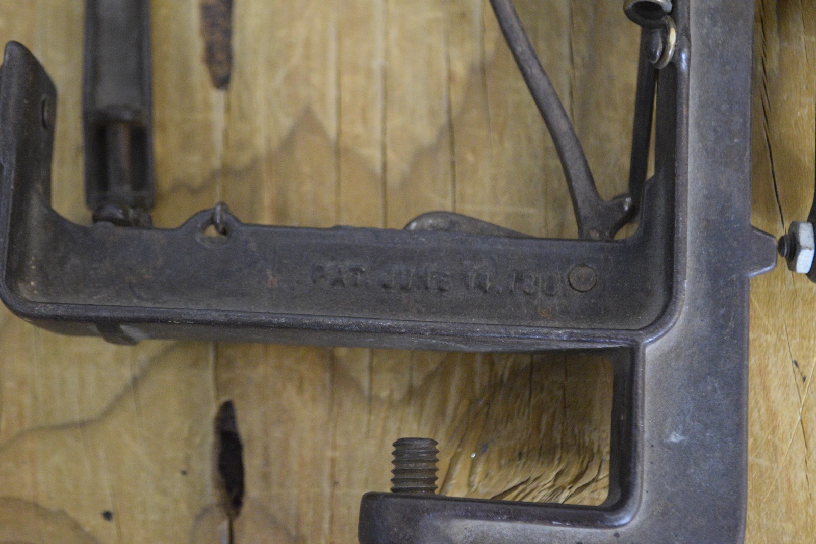 Vintage 1930s Cast Iron Apple Peeler Clamp Pat June 17 1930 Kitchen Gadget Tool