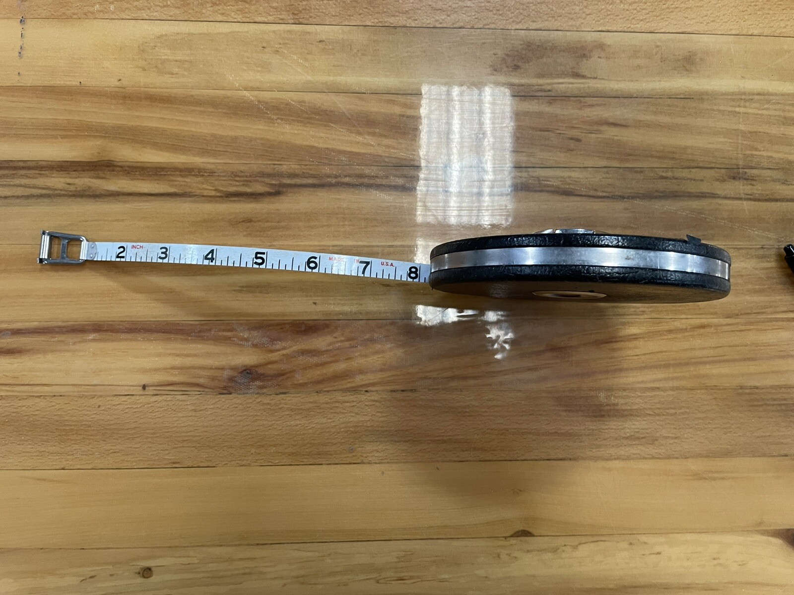 Vintage LUFKIN HW226 White Tape Measure Steel Tape 100 Feet Wind Up Made In USA!
